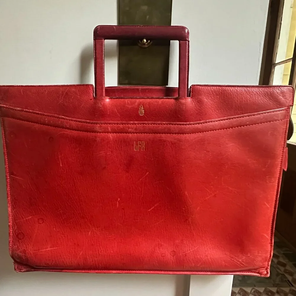 👜 Vintage Mark Cross Red Leather Briefcase / Laptop Bag